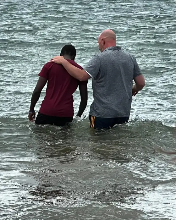 A baptism in the sea with Tralee Bible Fellowship